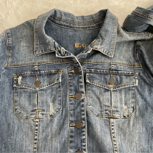 Kut from the Kloth Denim Amelia Jacket Women’s Size XL Medium Wash Red Lips - Picture 6 of 10